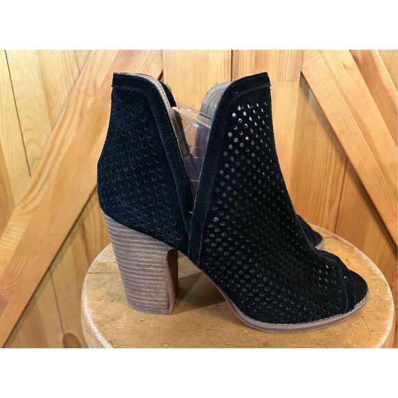 Lucky Brand Larise Cut Out Open Toe Ankle Bootie Womens Size 10M Black Slip On S - Picture 3 of 9